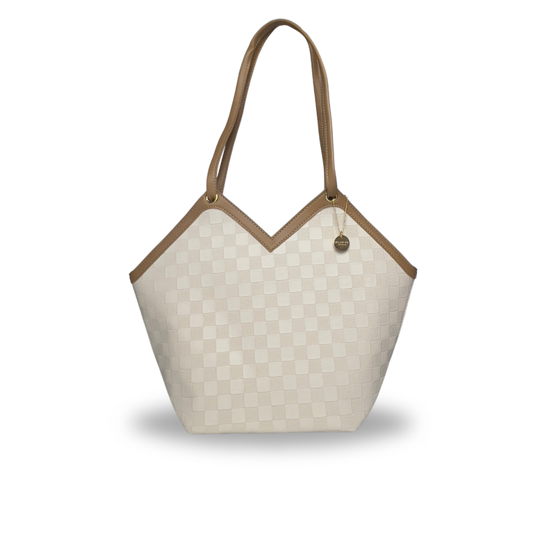 Luna shoulder bag - white/brown