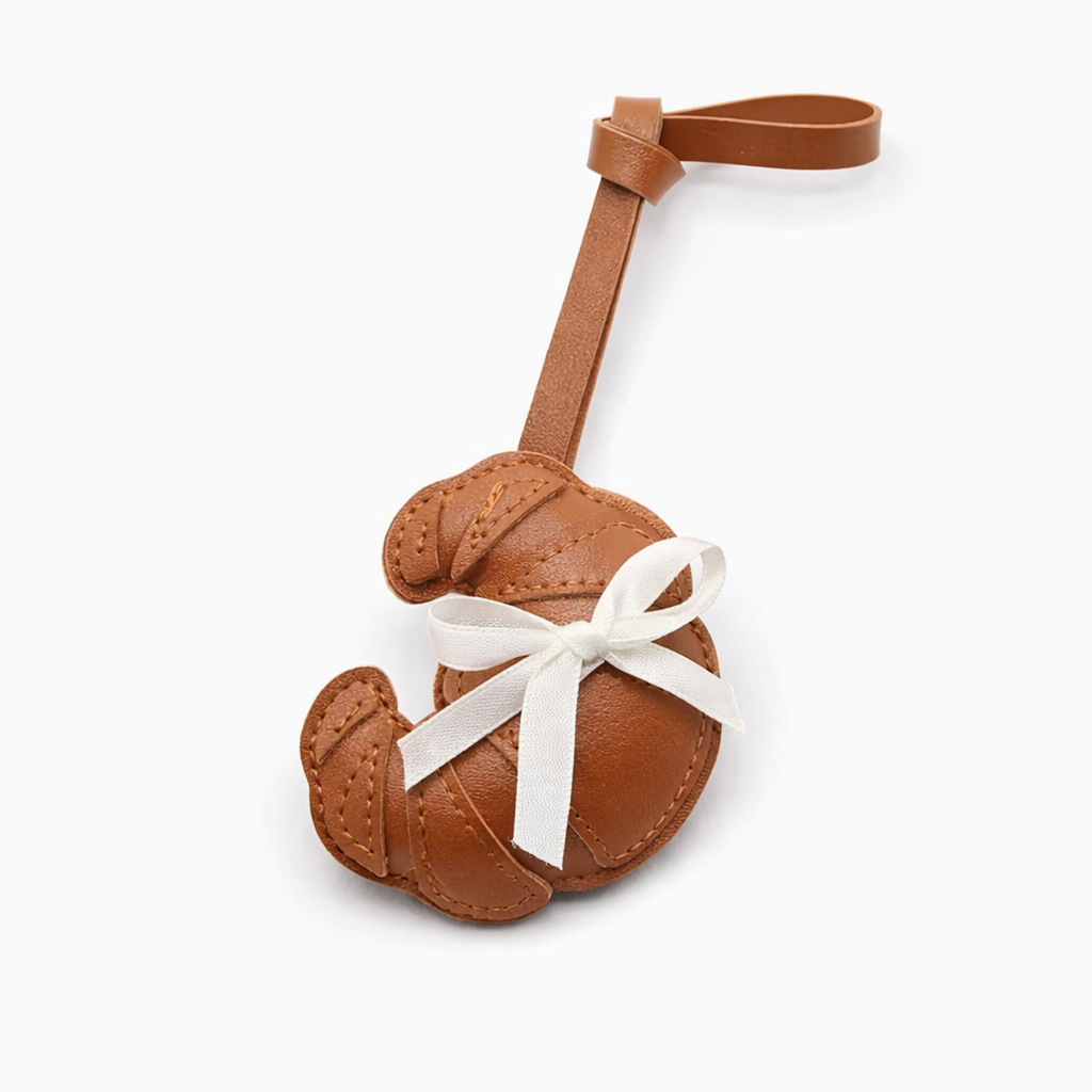 Croissant handtas bedel - witte strik