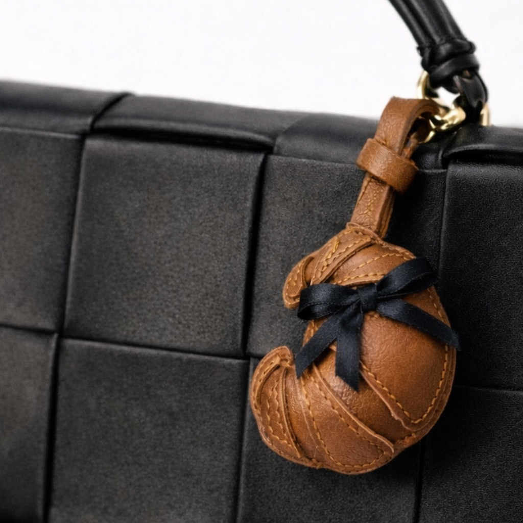 Croissant handtas bedel - zwarte strik