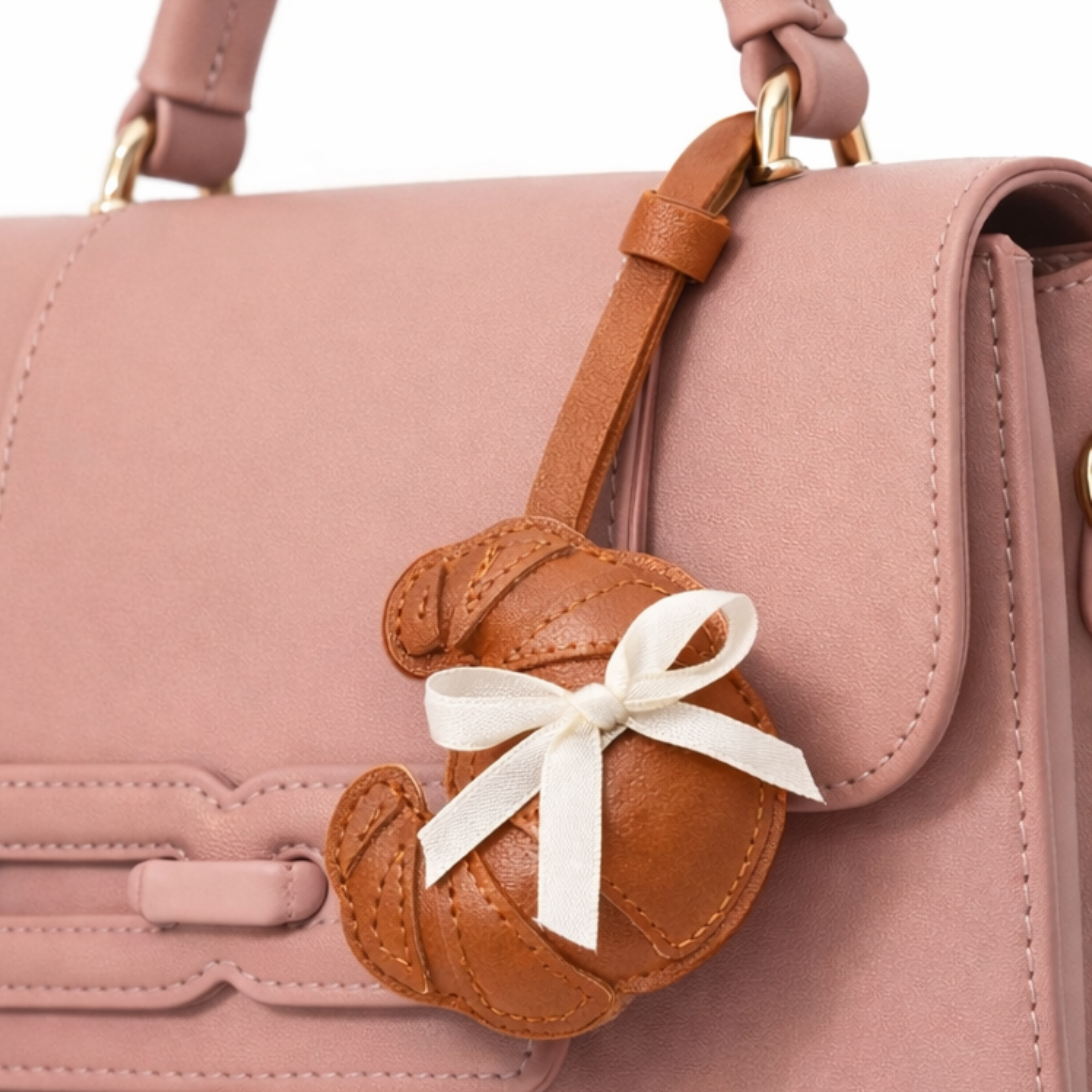 Croissant handtas bedel - witte strik